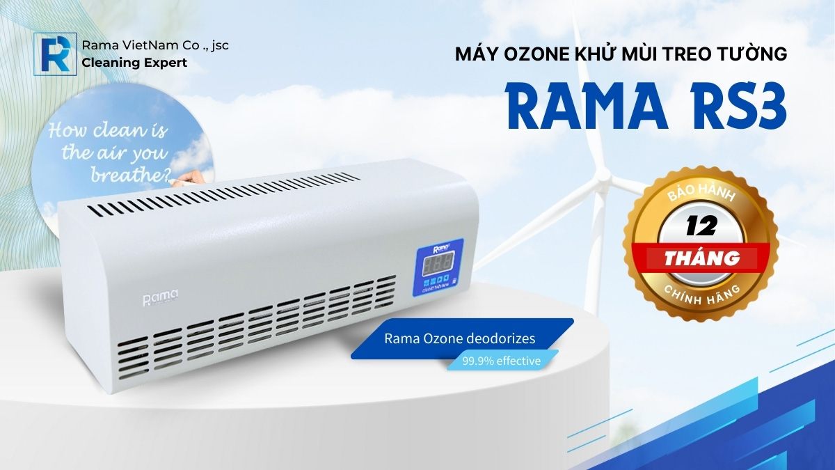 Máy ozone khử mùi, khử trùng không khí treo tường Rama RS3