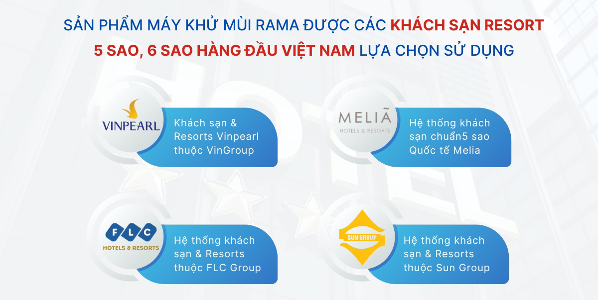 Rama RS là sản phẩm máy khử mùi được các khách sạn resort 5 sao, 6 sao hàng đầu Việt Nam lựa chọn sử dụng