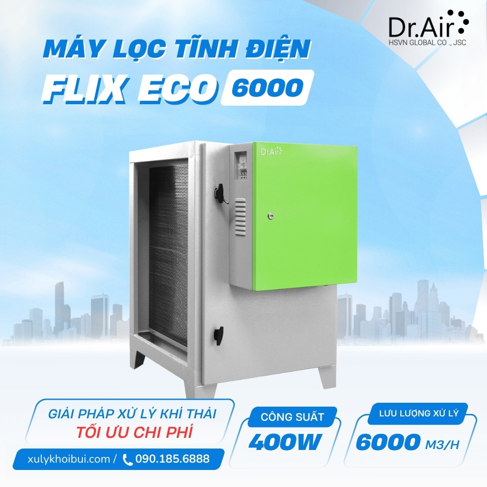 Máy lọc tĩnh điện công nghiệp Dr.Air FLIX ECO-6000 2 aa gioi thieu flix eco 6000