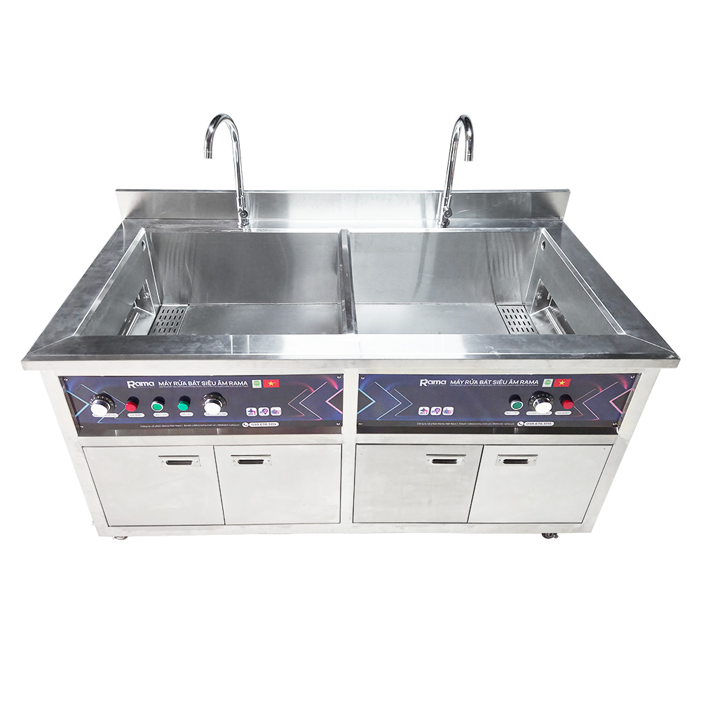 Máy rửa chén bát siêu âm công nghiệp Rama RB1500S cho nhà hàng quán ăn, công suất 1.5kW 2 avt rb1500s 1
