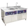 Máy rửa bát siêu âm công nghiệp Rama RB-1800S 2 bồn cho nhà hàng căng tin, công suất 1.8kW