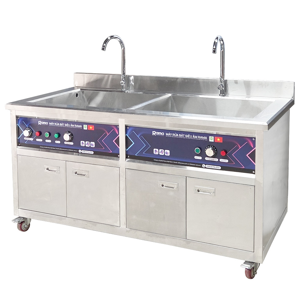 Máy rửa chén bát siêu âm công nghiệp Rama RB1500S cho nhà hàng quán ăn, công suất 1.5kW 3 avt rb1500s 3