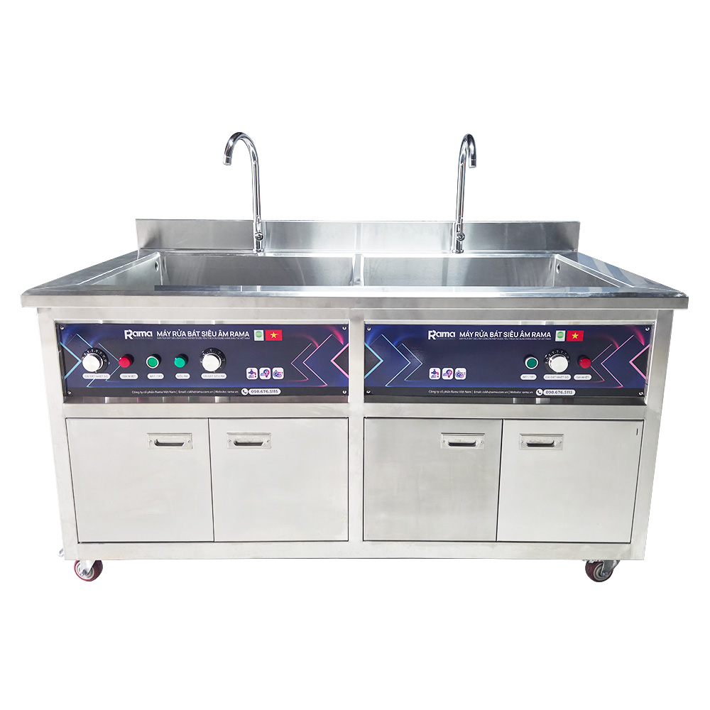 Máy rửa chén bát siêu âm công nghiệp Rama RB1500S cho nhà hàng quán ăn, công suất 1.5kW 1 avt rb1500s