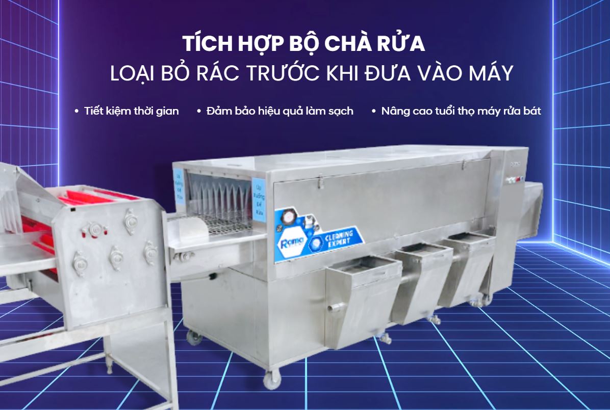 Hệ máy rửa bát công nghiệp băng chuyền cho nhà hàng Rama SPT-250 Plus 7 may rua bat cong nghiep rama spt 370 1