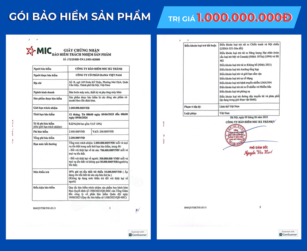 Bể rửa siêu âm công nghiệp RAMA GM264L dung tích 264 lít, công suất 3000W, 40kHz 22 BAO HIEM SAN PHAM RAMA
