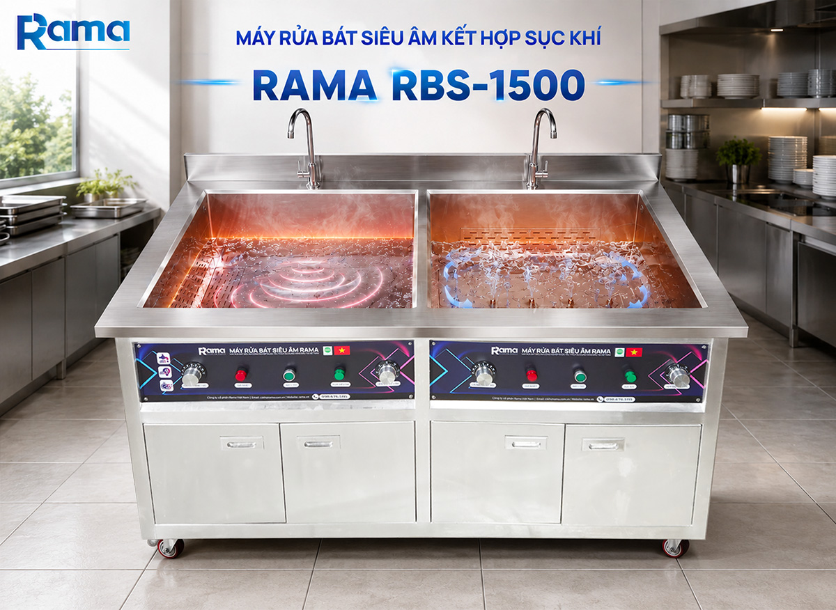 Máy rửa bát siêu âm có sục Rama RBS-1500 8 Máy rửa bát siêu âm kết hơp sục khí Rama RBS-1500