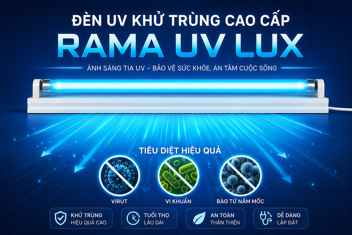 Đèn UV khử trùng cao cấp Rama UV LUX công suất 15-40W 12 Đèn UV khử trùng Rama UV LUX tiêu diệt vi khuẩn virus