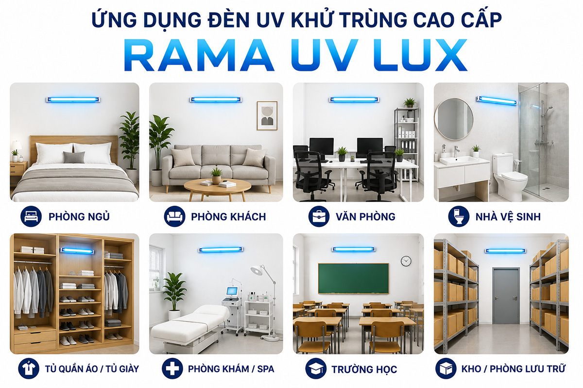 Đèn UV khử trùng cao cấp Rama UV LUX công suất 15-40W 14 ung dung den uv cao cap rama uv lu