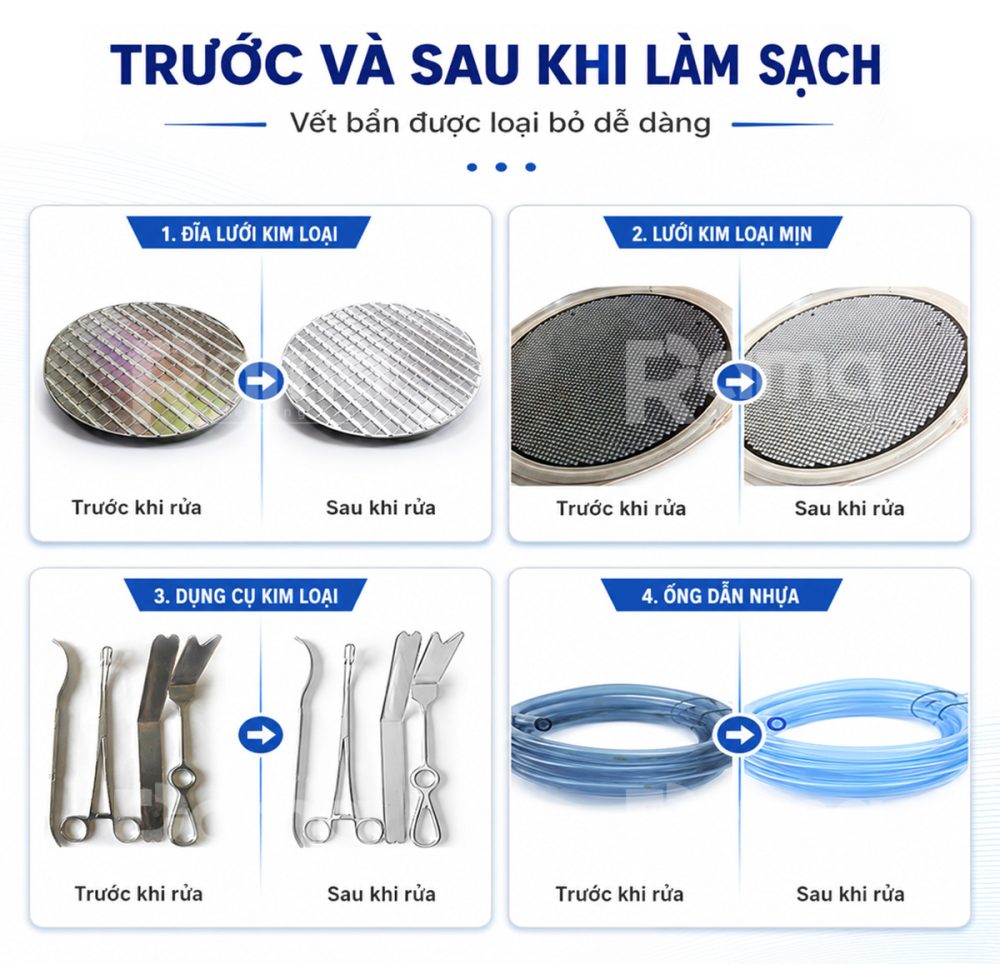 Bể rửa siêu âm 4 bồn thiết kế bo viền chuyên dụng trong y tế Rama UMedi 7 4 bon ranh cong 3