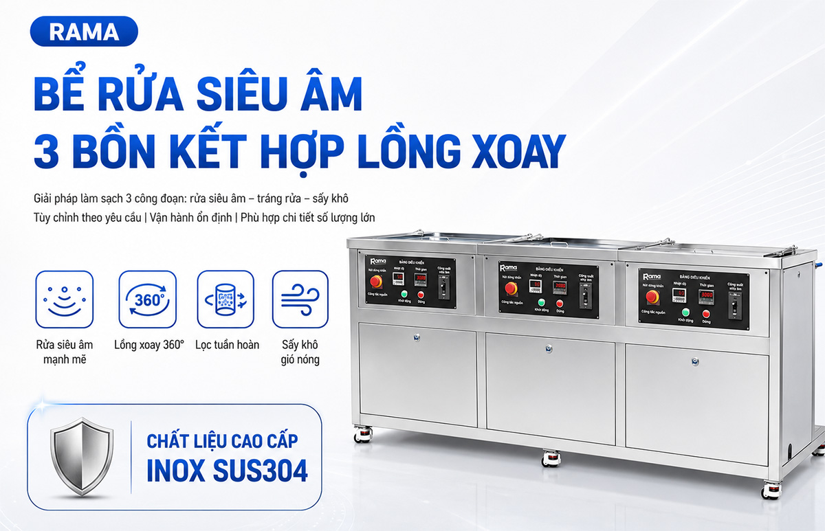 Bể rửa siêu âm 3 bồn kết hợp lồng xoay Rama GMLX-3B 8 GIOI THIEU SAN PHAM 3b