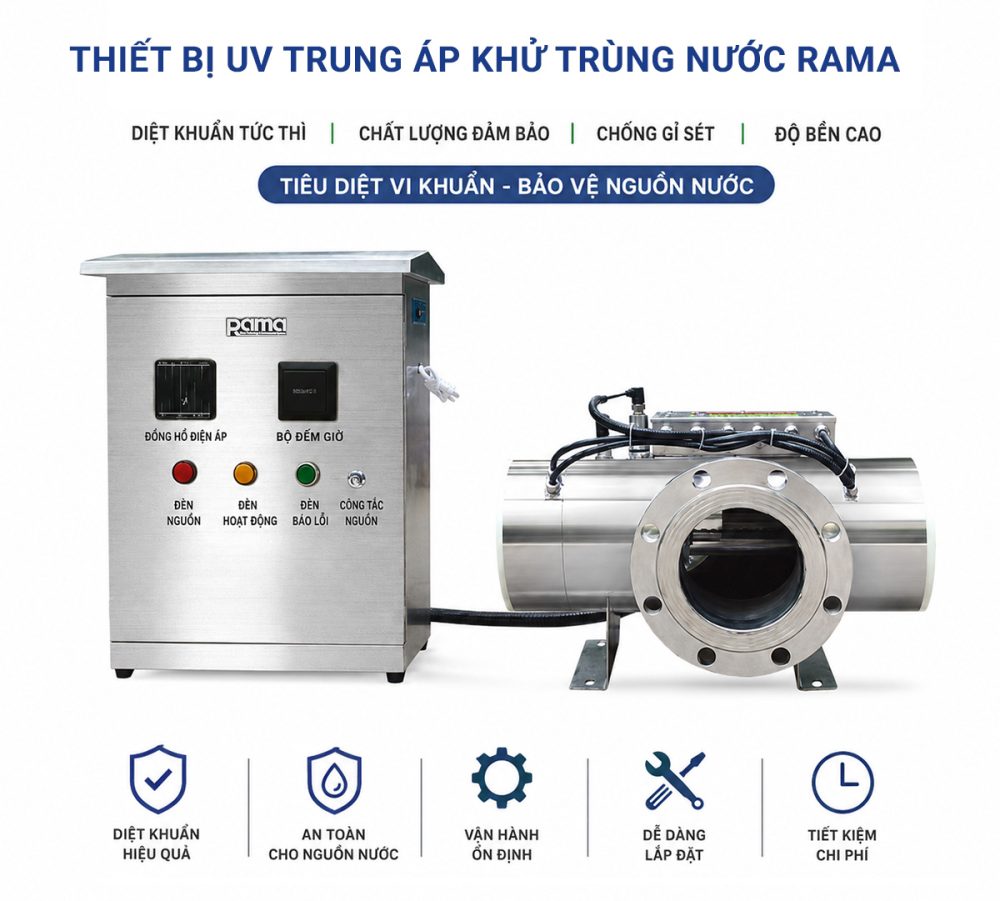 Thiết bị UV trung áp diệt khuẩn - khử trùng nước Rama 7 GIOI THIEU UV TRUNG AP