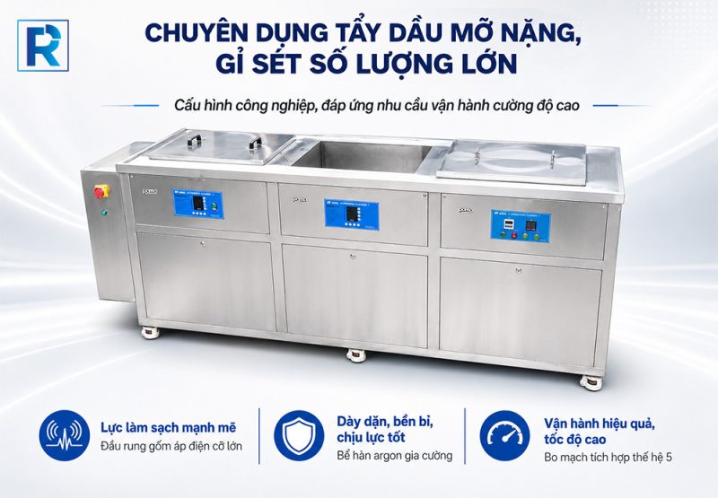 Bể rửa siêu âm công nghiệp 3 bồn lọc tuần hoàn Rama GM3B 7 avt be 3 bon loc tuan hoan 1