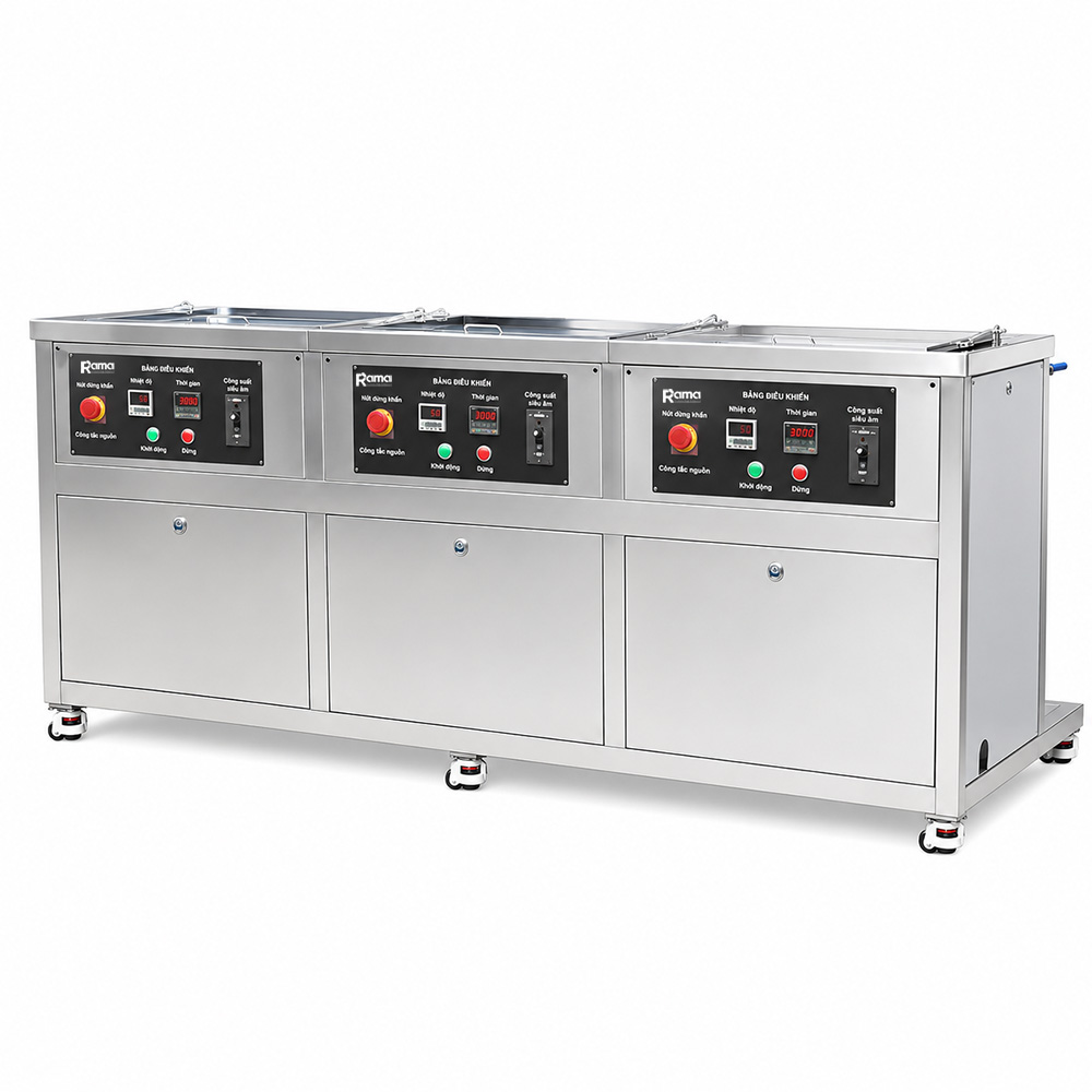 Bể rửa siêu âm 3 bồn kết hợp lồng xoay Rama GMLX-3B 2 avt be rua sieu am long xoay 3b 2