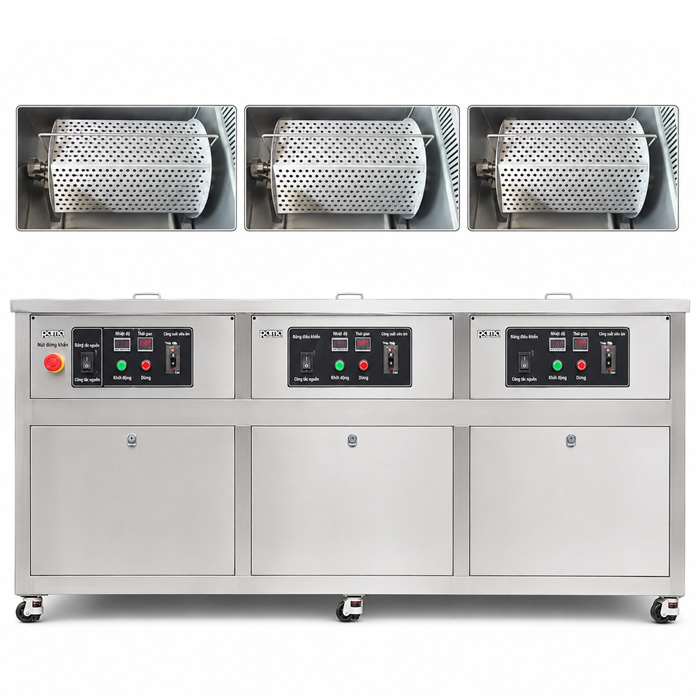 Bể rửa siêu âm 3 bồn kết hợp lồng xoay Rama GMLX-3B 1 avt be rua sieu am long xoay 3b