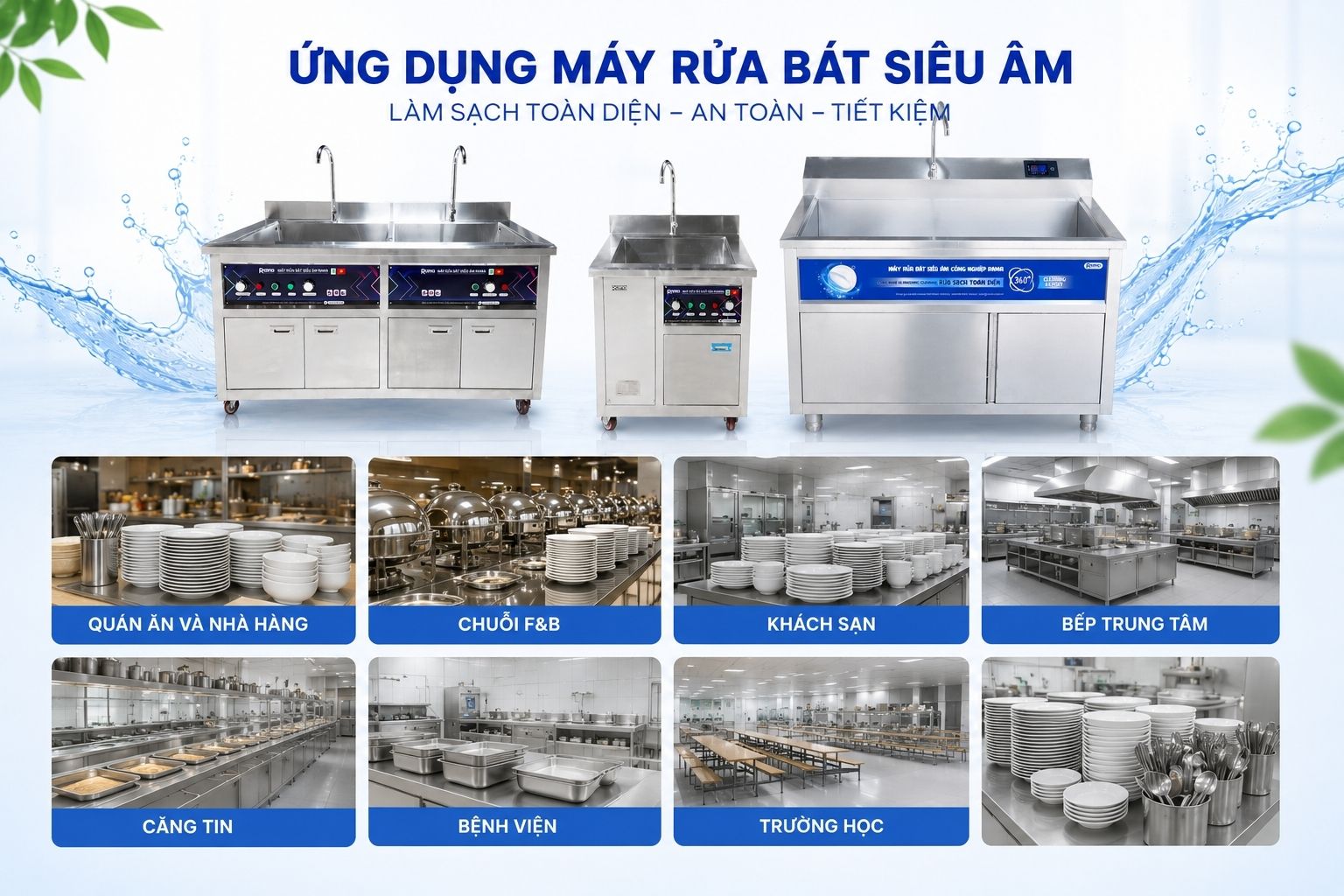 Ứng dụng thực tế của máy rửa bát siêu âm Rama