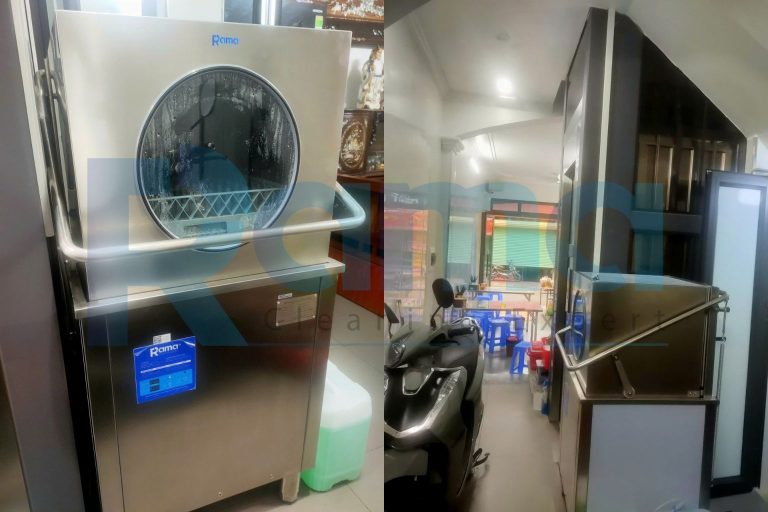 Máy rửa bát cửa sập Rama RC-15000 – giải pháp làm sạch bát đĩa cho quán ăn