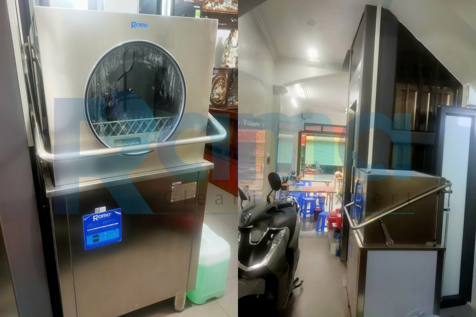Máy rửa bát cửa sập Rama RC-15000 – giải pháp làm sạch bát đĩa cho quán ăn