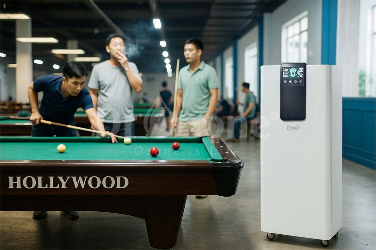 Top 3 máy lọc không khí khử mùi quán Bi-a phù hợp cho không gian nhiều khói thuốc 9 Dr.Air DF-150 ESP – kết hợp xử lý bụi và không khí trong không gian kinh doanh