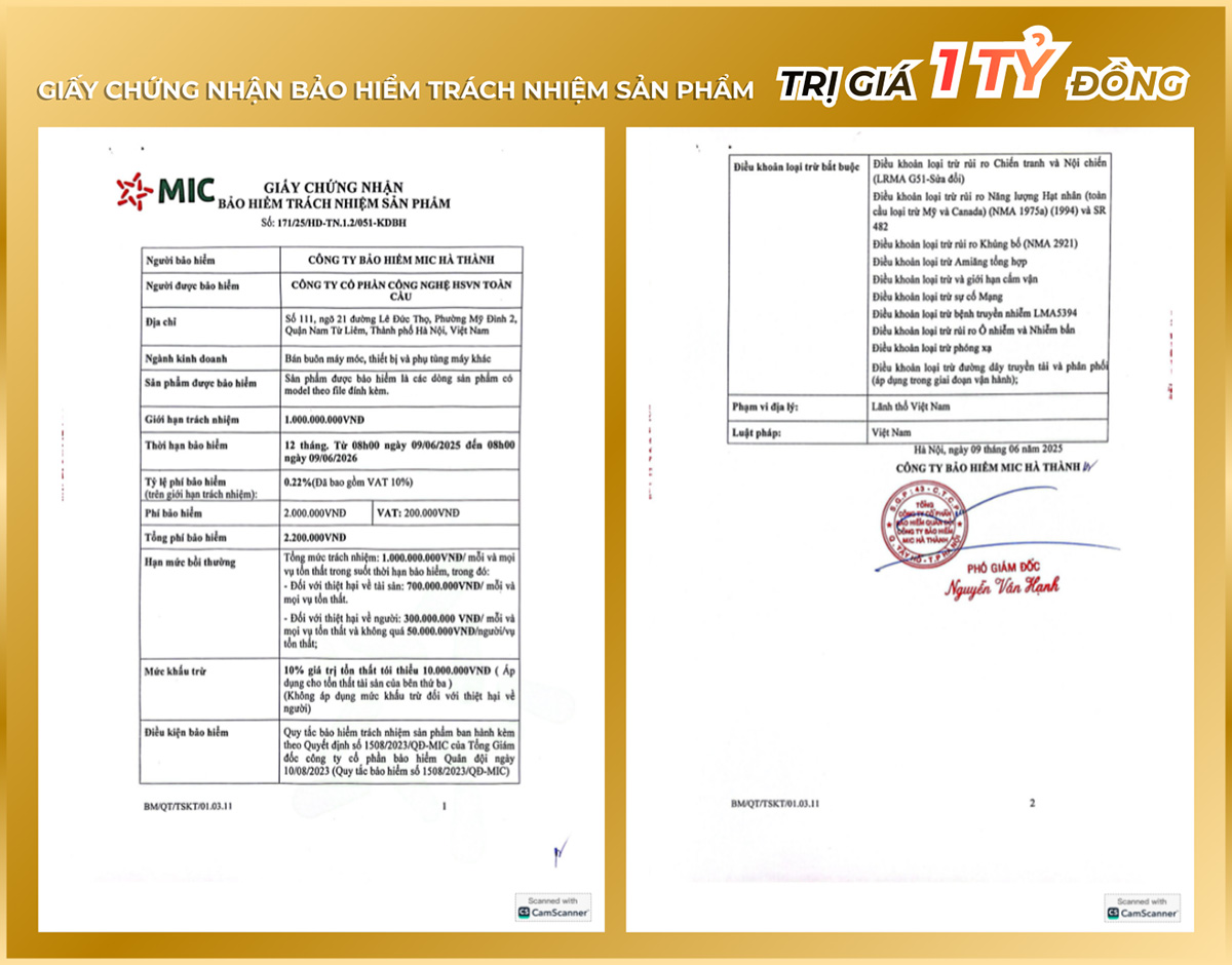 Máy lọc tĩnh điện xử lý khí thải Dr.Air Titan MAX-G64000 43 BAO HIEM TRACH NHIEM SAN PHAM HS