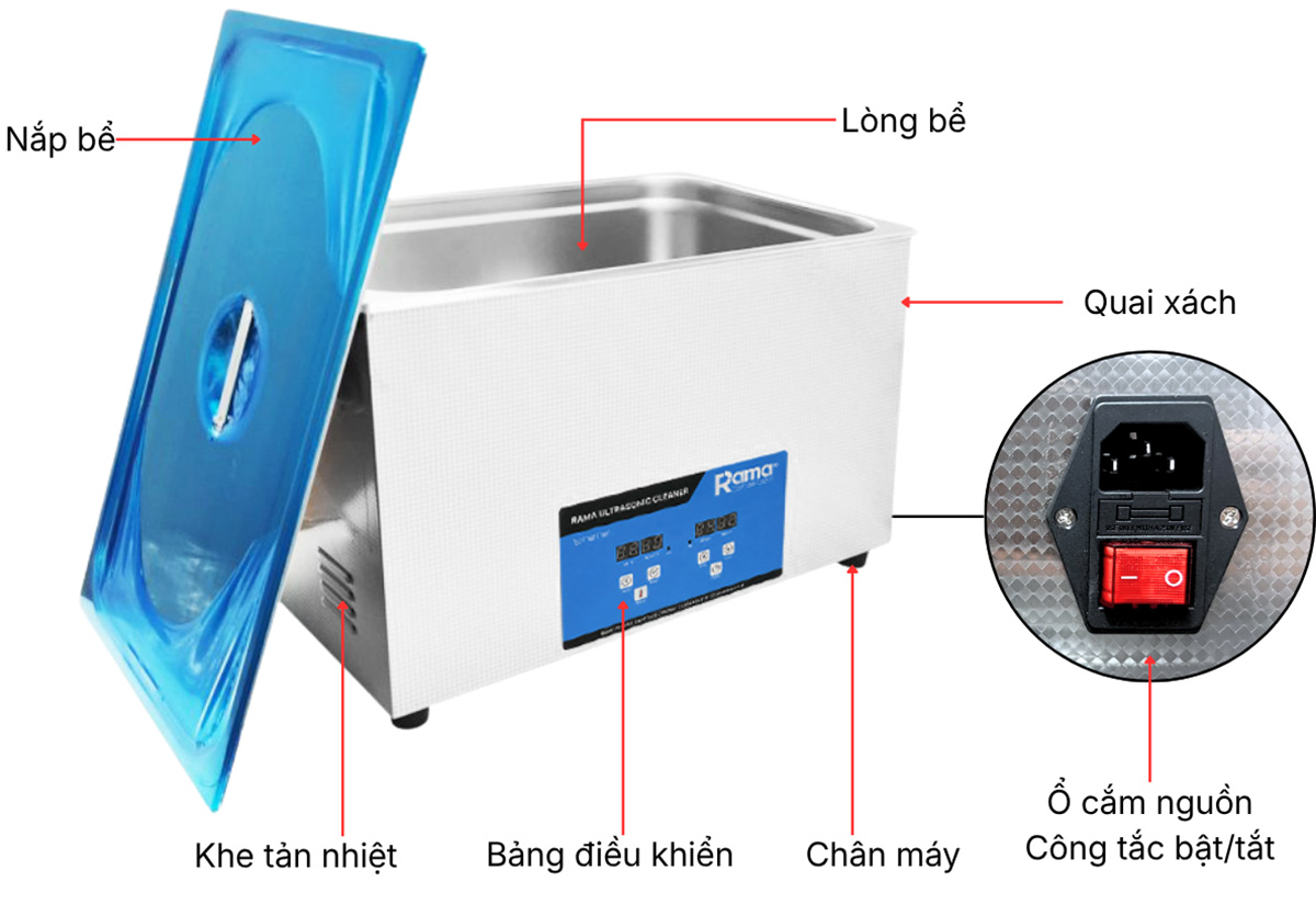 Máy tẩy rửa siêu âm thông minh Rama Lite-10L 12 Cấu tạo máy rửa siêu âm Rama Lite-30L
